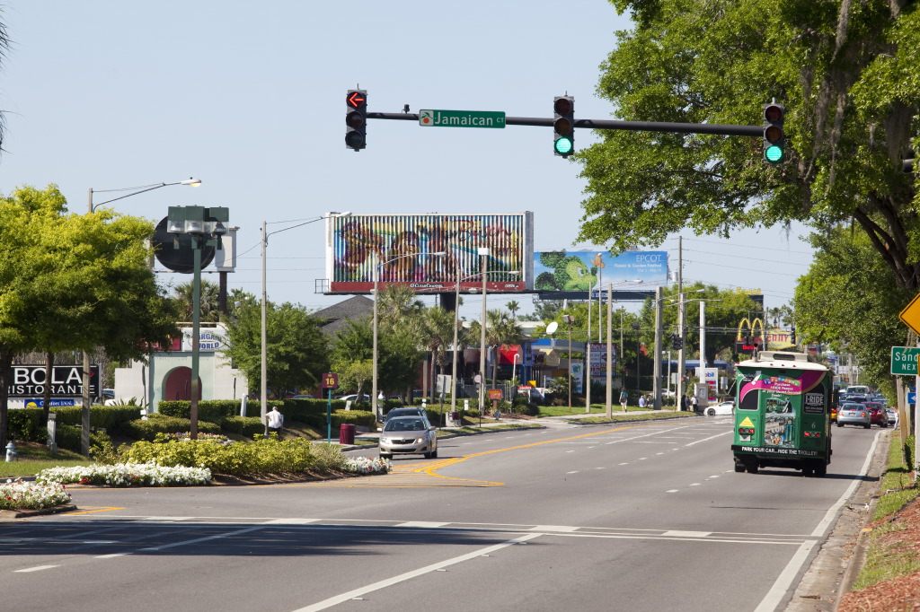 Traffic along International Drive, Orlando's main tourist corridor